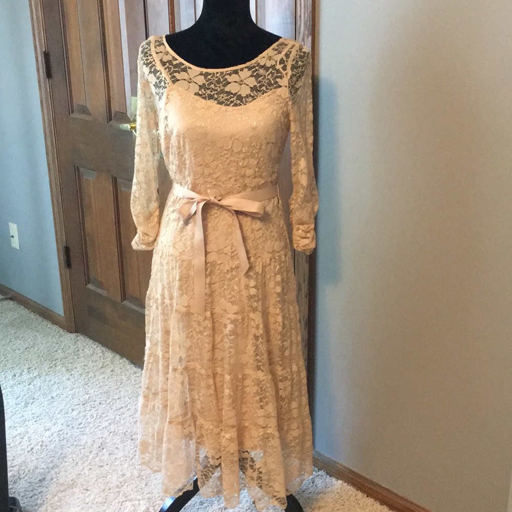 Gold Simmer Lace Dress